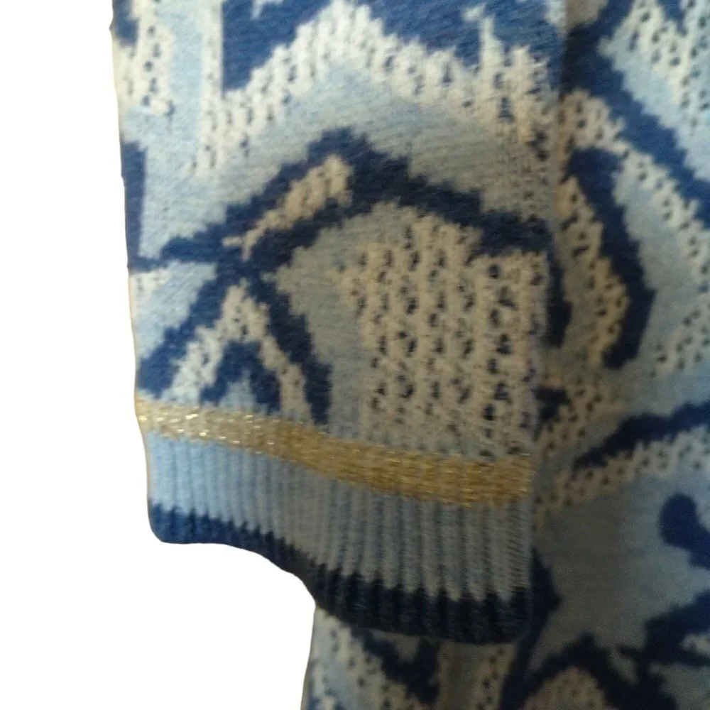 Tommy Hilfiger Size Small Open Front Cardigan Sweater Stars Blue/White